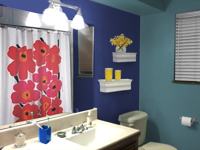 Painting A Small Space Bold Mochi, Royal Blue And Yellow Bathroom Set